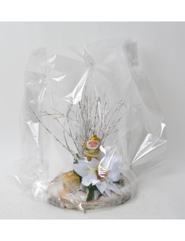 ROND BOIS POINCETIA BAMBOU FLOCKE PERE NOEL WHITE