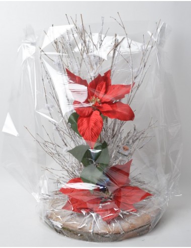 ROND BOIS POINCETIA BAMBOU FLOKE PERE NOEL RED