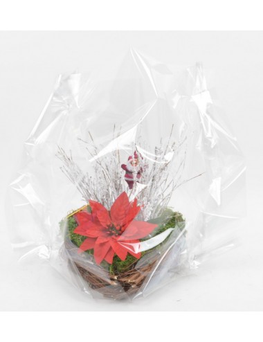 COEUR OSIER POINCETIA BAMBOU FLOCKE PERE NOEL RED