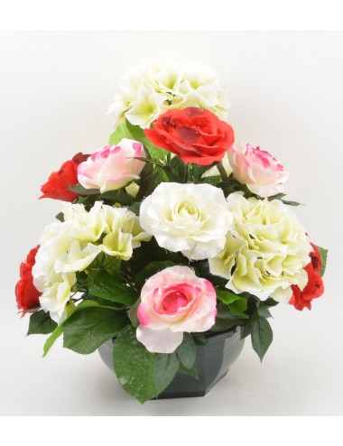OCEA 25 CM HORTENSIA ROSE RED WHITE