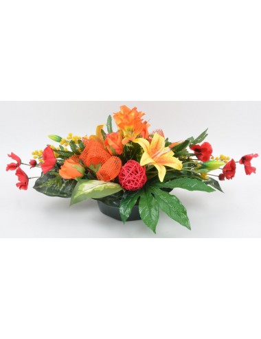 PLATEAU MARGUERITE LYS MIMOSA PAVOT ALSTROMERIA YELLOW RED ORANGE