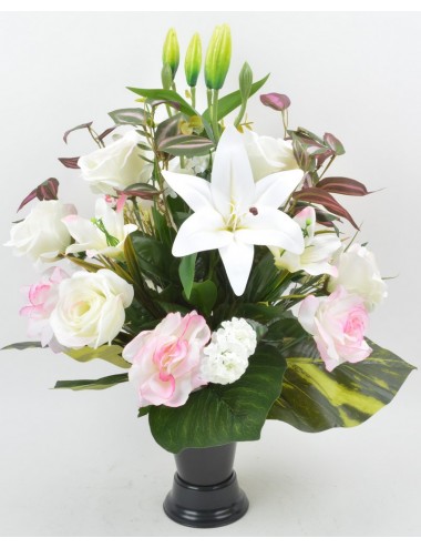 BOUQUET DE VASE ROSE LYS CREAM