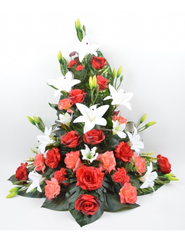 DEVANT DE TOMBE GM ROSE LYS RED WHITE