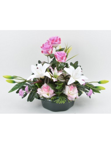 PLATEAU MARGUERITE LYS ROSE...