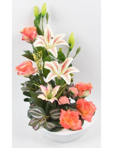 PLATEAU COEUR ROSE LYS SALMON