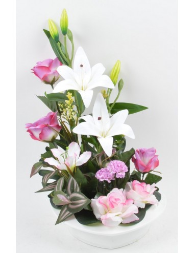 PLATEAU COEUR ROSE LYS...