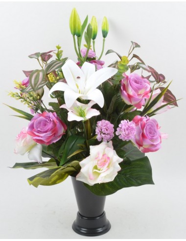 BOUQUET DE VASE ROSE LYS LILAC WHITE