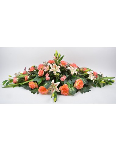 DESSUS DE CERCUEIL ROSE LYS SALMON