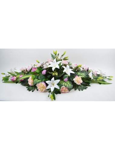 DESSUS DE CERCUEIL ROSE LYS LILAC WHITE