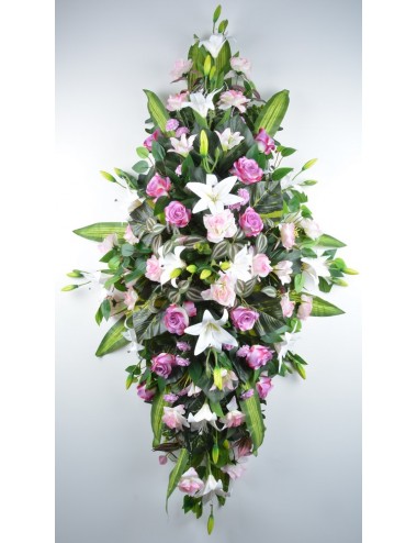 DESSUS DE CERCEUIL LYS ROSE LILAC WHITE