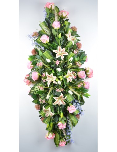 DESSUS DE CERCUEIL LYS ROSE...