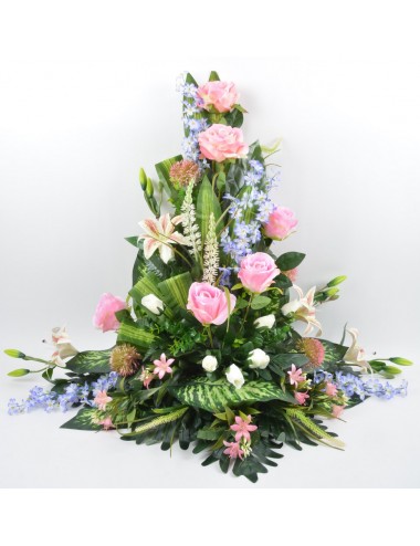 DEVANT DE TOMBE GM LYS ROSE POMPON LILAC BLUE