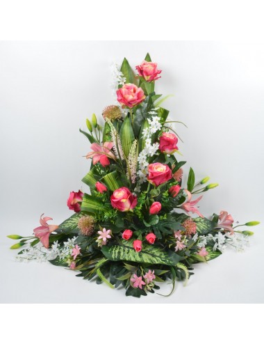 DEVANT DE TOMBE GM LYS ROSE POMPON BEAUTY