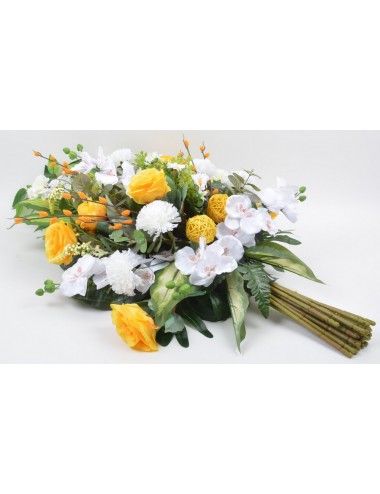 GERBE ORCHIDEE ROSE OEILLET YELLOW WHITE