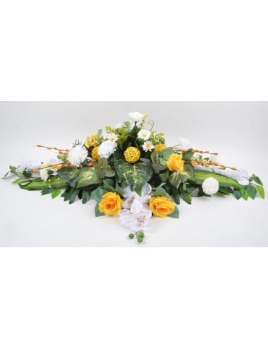 COUSSIN ORCHIDEE ROSE OEILLET YELLOW WHITE