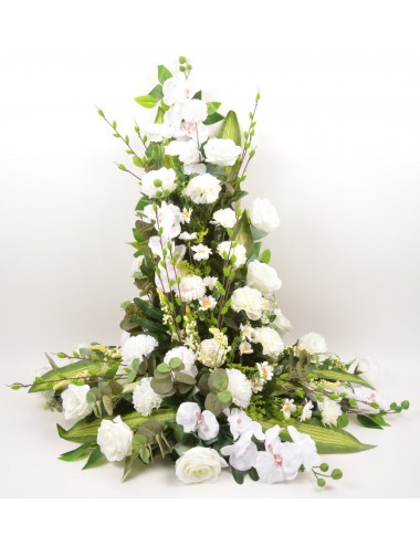 DEVANT DE TOMBE GM ORCHIDEE ROSE OEILLET CREAM