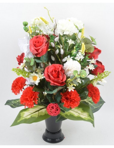 BOUQUET DE VASE ORCHIDEE ROSE OEILLET RED WHITE
