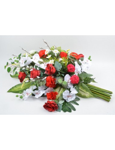 GERBE ORCHIDEE ROSE OEILLET RED WHITE