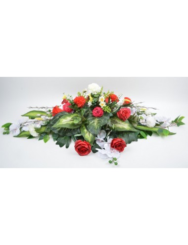 COUSSIN ORCHIDEE ROSE OEILLET RED WHITE