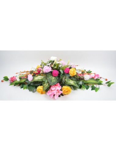 COUSSIN ORCHIDEE ROSE OEILLET YELLOW PINK