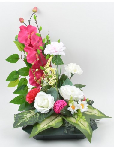 CARRE ORCHIDEE ROSE OEILLET...