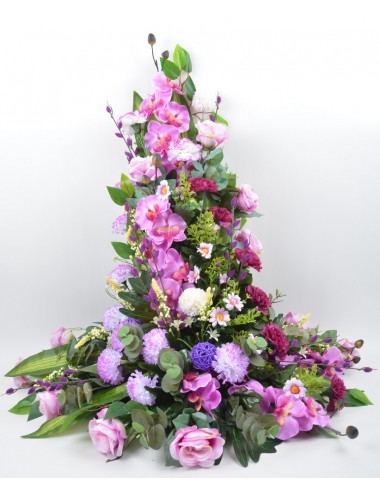 DEVANT DE TOMBE GM ORCHIDEE ROSE OEILLET LILAC WHITE