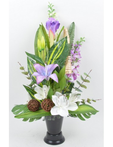 BOUQUET DE VASE DELPHINIUM LYS IRIS ORCHIDEE LILAC WHITE