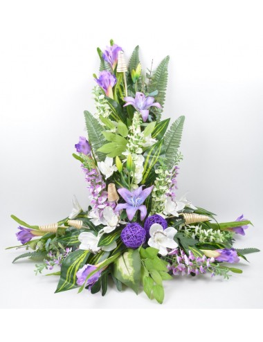 DEVANT DE TOMBE GM DELPHINIUM LYS IRIS ORCHIDEE LILAC WHITE