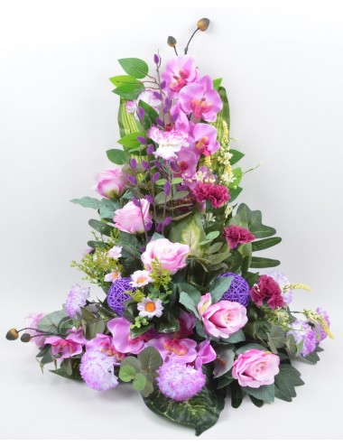 DEVANT DE TOMBE PM ORCHIDEE ROSE OEILLET LILAC WHITE