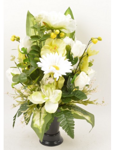 BOUQUET DE VASE ORCHIDEE PIVOINE BOUTON WHITE GREEN