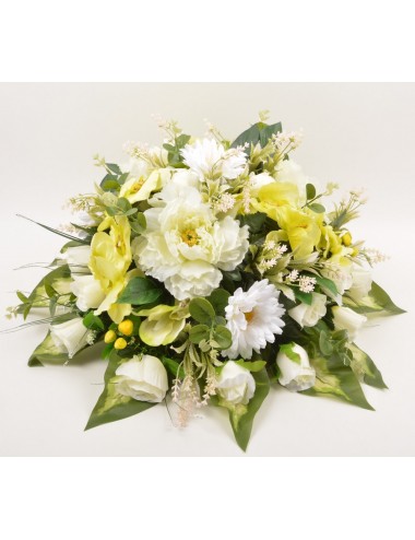 POUF ORCHIDEE PIVOINE BOUTON WHITE GREEN