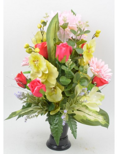BOUQUET DE VASE ORCHIDEE PIVOINE BOUTON PINK GREEN