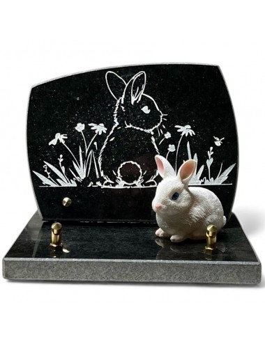 PLAQUE GRANIT 20 X 15 - LAPIN SUR SOCLE