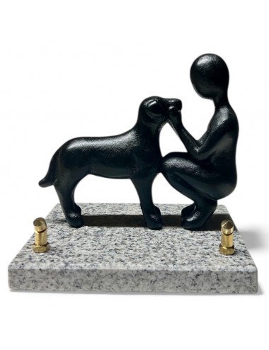 PLAQUE GRANIT 15 X 15 - 1 INTER - HOMME ET CHIEN
