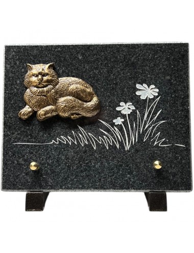 PLAQUE GRANIT 20 X 15 - 1 INTER - CHAT DANS L HERBE