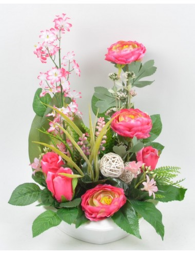 COEUR BLANC RENONCULE BOUTON MINI FLEURS PINK