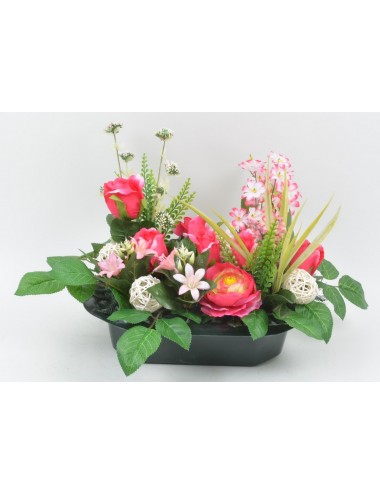 RECTANGLE RENONCULE BOUTON MINI FLEURS PINK