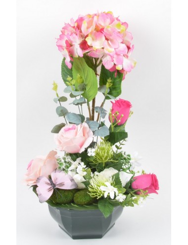 OCEA 20 CM HORTENSIA ROSE RENONCULE ACHILLEA BEAUTY PINK