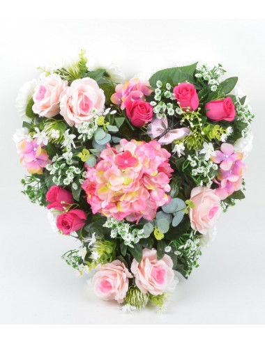 COEUR HORTENSIA ROSE RENONCULE ACHILLEA BEAUTY PINK