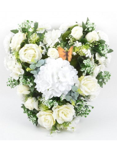 COEUR HORTENSIA ROSE RENONCULE ACHILLEA CREAM