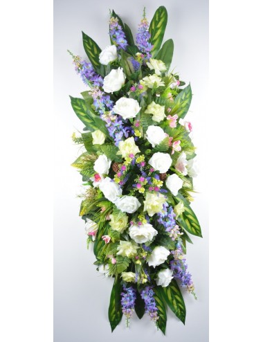 DESSUS DE CERCUEIL DELPHINIUM ROSE ORCHIDEE LILAC WHITE