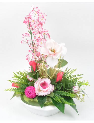 PLATEAU COEUR MAGNOLIA MINI FLEURS RENONCULE PINK