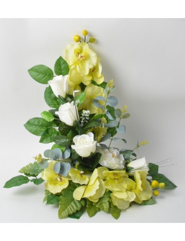 SOCLE GRANIT BOUTON RENONCULE ORCHIDEE GREEN