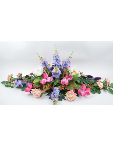 COUSSIN DELPHINIUM ROSE PIVOINE LILAC WHITE