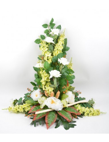 DEVANT DE TOMBE GM DELPHINIUM ROSE PIVOINE GREEN WHITE