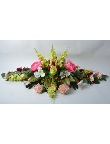 COUSSIN DELPHINIUM ROSE PIVOINE PINK GREEN