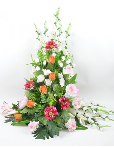 DEVANT DE TOMBE GM GLAIEUL GERBERA LYS PIVOINE PINK WHITE