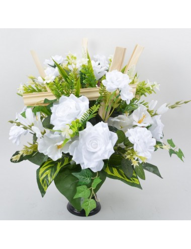 BOUQUET DE VASE GLAIEUL ROSE ZINNIA ASTILBE CREAM