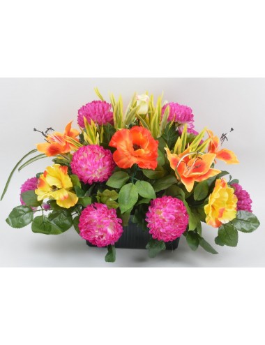 JARDINIERE 25 CM CHRYSANTHEME BOULE COQUELICOT LILIUM ROSE LILAC ORANGE YELLOW