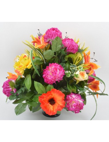 BOUQUET DE VASE CHRYSANTHEME BOULE COQUELICOT LILIUM ROSE LILAC ORANGE YELLOW
